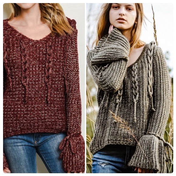 Big Bell Cuffs Burgundy Metallic Sweater - Picture 7 of 13